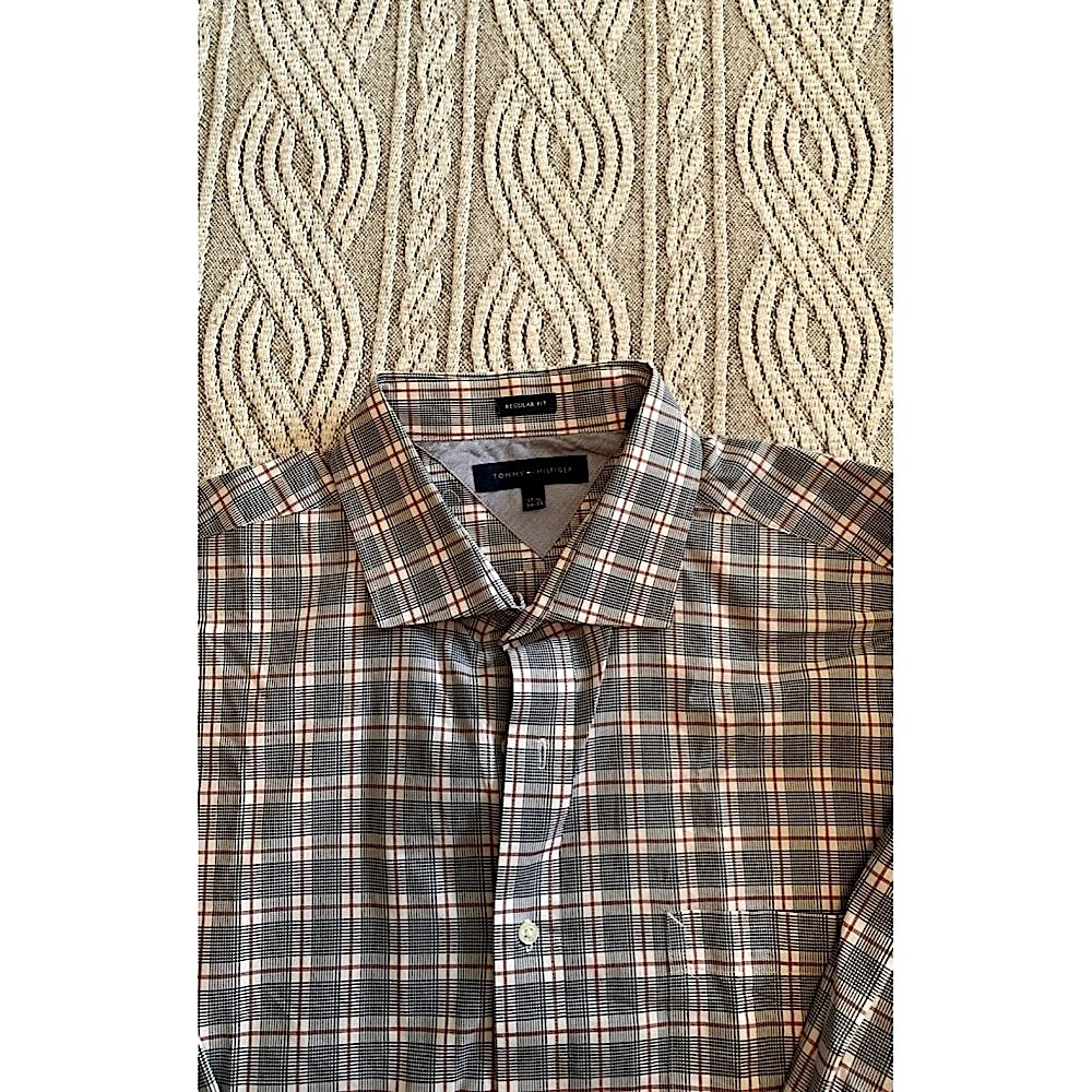 Black White And Red Button Down Shirt 17.5 34-35 - Picture 5 of 6
